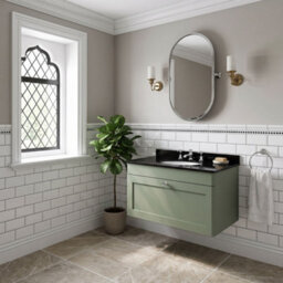 Balterley Swynnerton Traditional 1 Drawer Wall Hung Vanity Unit With Marble Basin, Satin Green, 800mm - thumbnail 4