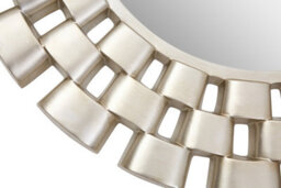 Orsina Champagne Chain Design Wall Mirror, Layered Round Mirror, 3-Tiered Hallway Mirror, Sculptural Mirror - thumbnail 4