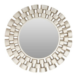Orsina Champagne Chain Design Wall Mirror, Layered Round Mirror, 3-Tiered Hallway Mirror, Sculptural Mirror