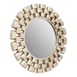 Orsina Champagne Chain Design Wall Mirror, Layered Round Mirror, 3-Tiered Hallway Mirror, Sculptural Mirror - thumbnail 2