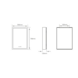 Bubly Bathrooms Athena Illuminated Led Bathroom Mirror Cabinet With Tunable White Light, Demister & Shaver Socket - 50X70Cm - thumbnail 5