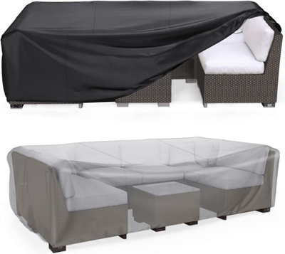 Furniture One 420D Oxford Fabric Patio Set Cover Rectangular Sofa Set Cover Black  242X162X100Cm - image 1