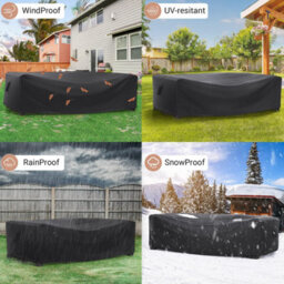 Furniture One 420D Oxford Fabric Patio Set Cover Rectangular Sofa Set Cover Black  242X162X100Cm - thumbnail 2