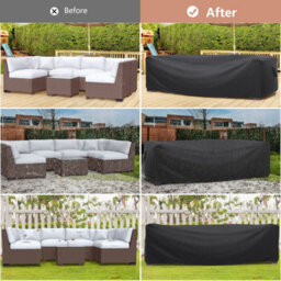 Furniture One 420D Oxford Fabric Patio Set Cover Rectangular Sofa Set Cover Black  242X162X100Cm - thumbnail 3