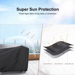 Furniture One 420D Oxford Fabric Patio Set Cover Rectangular Sofa Set Cover Black  242X162X100Cm - thumbnail 4