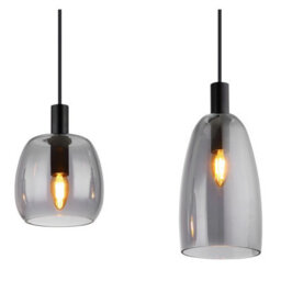 Luminosa Lighting Luminosa Garri Bar Pendant Ceiling Light Matt Black Smoke Glass Shade 4X E14 - thumbnail 4