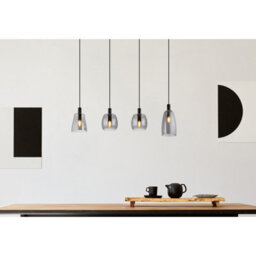 Luminosa Lighting Luminosa Garri Bar Pendant Ceiling Light Matt Black Smoke Glass Shade 4X E14 - thumbnail 5
