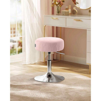 Adjustable Swivel Dressing Table Stool, Padded Vanity Chair With Pu Seat, Jelly Pink - image 1