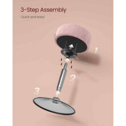 Adjustable Swivel Dressing Table Stool, Padded Vanity Chair With Pu Seat, Jelly Pink - thumbnail 6