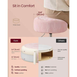 Adjustable Swivel Dressing Table Stool, Padded Vanity Chair With Pu Seat, Jelly Pink - thumbnail 3