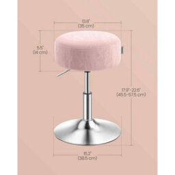 Adjustable Swivel Dressing Table Stool, Padded Vanity Chair With Pu Seat, Jelly Pink - thumbnail 2