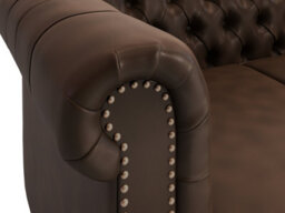 Furniture 48 Wellington Chesterfield Brown Leather 3 Seater Sofa - thumbnail 2