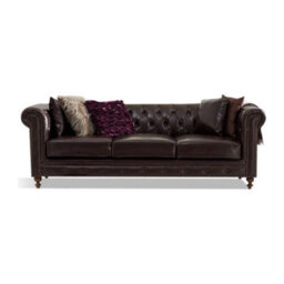 Furniture 48 Wellington Chesterfield Brown Leather 3 Seater Sofa - thumbnail 1