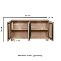 Buttercup Farm Austin Extra Large Sideboard - Solid Wooden - L45 X W150 X H80 Cm - Brown - thumbnail 4