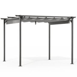 Onemill 10 X10 Ft Pergola With Retractable Sun Shade Canopy Outdoor Metal Shelter Gazebo-Grey - thumbnail 1