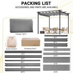 Onemill 10 X10 Ft Pergola With Retractable Sun Shade Canopy Outdoor Metal Shelter Gazebo-Grey - thumbnail 4