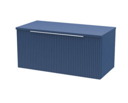 Balterley Tixall Fluted 1 Drawer Wall Hung Vanity Unit With Worktop, Satin Blue, 800mm