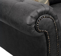 Oakland Suede Leather 2 Seater Sofa Black - thumbnail 2