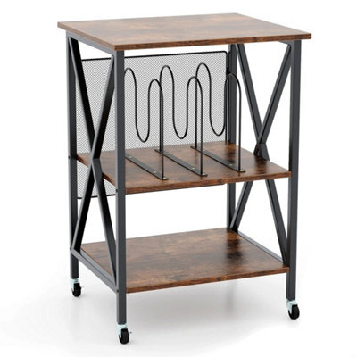 Home Accent Display Table Vinyl Storage Cabinet-Brown - image 1