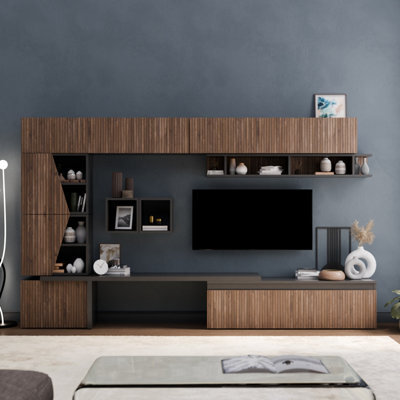 Decorotika London Moduler Modern Tv Unit Wall Mount Customizable Layout Black Alina - image 1