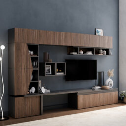 Decorotika London Moduler Modern Tv Unit Wall Mount Customizable Layout Black Alina - thumbnail 3