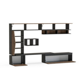 Decorotika London Moduler Modern Tv Unit Wall Mount Customizable Layout Black Alina - thumbnail 5
