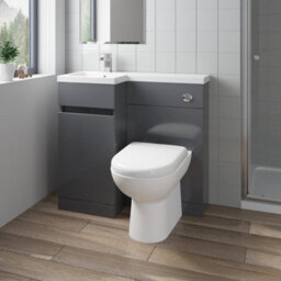 Affine 900mm Bathroom Vanity Unit Basin Sink Toilet Combined Furniture Left Hand Grey - thumbnail 2