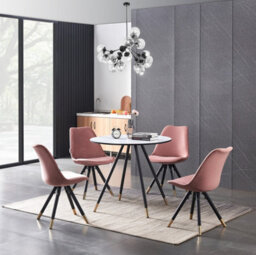 Life Interiors Sofia Dorchester Lux Dining Set, A Table And Chairs Set Of 4, White/pink - thumbnail 2