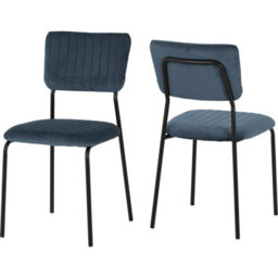Seconique Sheldon Round Glass Top Dining Set - Navy Blue Chairs - thumbnail 4