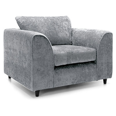 Furnishings For Less UK Monaco Chenille Fabric Single Seater Armchair Light Grey