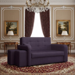 Viva Home Ii Sofa Bed With Two Ottomans For Living Room Chipboard Metal Legs Sleeping Function 158 Cm Purple Left