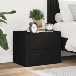 Berkfield Wall-Mounted Bedside Cabinet Black 45X30X35 Cm - thumbnail 3