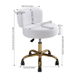Living And Home White Adjustable Height Swivel Vanity Stool With Castors, 53Cm W X 50Cm D X 57Cm H - thumbnail 6
