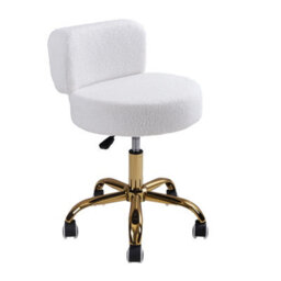 Living And Home White Adjustable Height Swivel Vanity Stool With Castors, 53Cm W X 50Cm D X 57Cm H - thumbnail 3