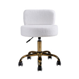 Living And Home White Adjustable Height Swivel Vanity Stool With Castors, 53Cm W X 50Cm D X 57Cm H - thumbnail 4