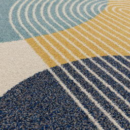 Furniturebox Uk Retro Blue & Yellow Arches Rug 160X230 - thumbnail 4