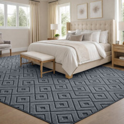Moonlight Bedding Grey Geometric Rug 200X290Cm, Washable Non-Slip Soft High Low Pile Living Room Carpet - thumbnail 4