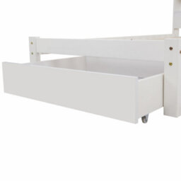 Abrihome Bed With Shelves, White Wooden Storage Bed, Underbed Drawer - 3Ft Single (90 X 190 Cm) - thumbnail 7
