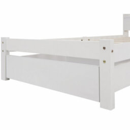 Abrihome Bed With Shelves, White Wooden Storage Bed, Underbed Drawer - 3Ft Single (90 X 190 Cm) - thumbnail 4