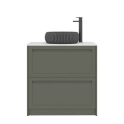 Royal Bathrooms Royal Bathroom Elmore 800mm Matt Green Freestanding Countertop Bathroom Vanity Unit 2 Drawer With Milan Black Basin - thumbnail 7