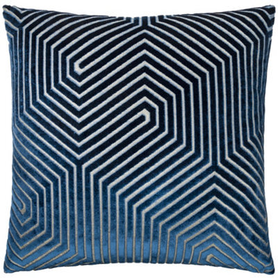 Paoletti Evoke Cut Velvet Polyester Filled Cushion, Navy, 55 X 55Cm - image 1