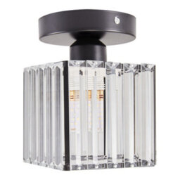 Komore Black Iron Base Clear Glass Crystal Ceiling Light E27 - thumbnail 1