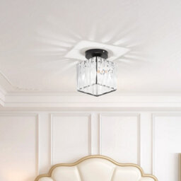 Komore Black Iron Base Clear Glass Crystal Ceiling Light E27 - thumbnail 3