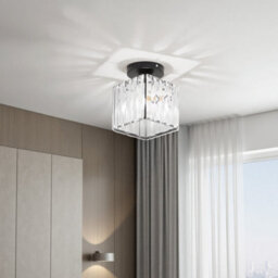 Komore Black Iron Base Clear Glass Crystal Ceiling Light E27 - thumbnail 2