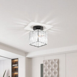 Komore Black Iron Base Clear Glass Crystal Ceiling Light E27 - thumbnail 5
