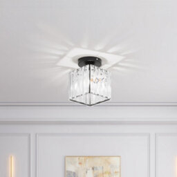 Komore Black Iron Base Clear Glass Crystal Ceiling Light E27 - thumbnail 4