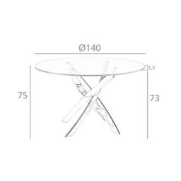 Angel Cerda Stylish Round Tempered Glass Dining Table With Chrome Steel Legs - thumbnail 7