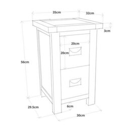 Cabinet Bits Lovere 2 Drawer Petite Bedside Table Brass Drop Handle - thumbnail 8