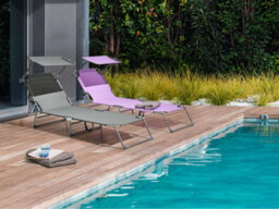 Beliani Sun Lounger Foligno Reclining Metal Grey - thumbnail 2