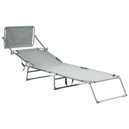 Beliani Sun Lounger Foligno Reclining Metal Grey - thumbnail 6